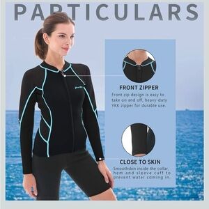 Goldfinch black and Blue Wetsuit Jacket with Front Zipper
Size XL